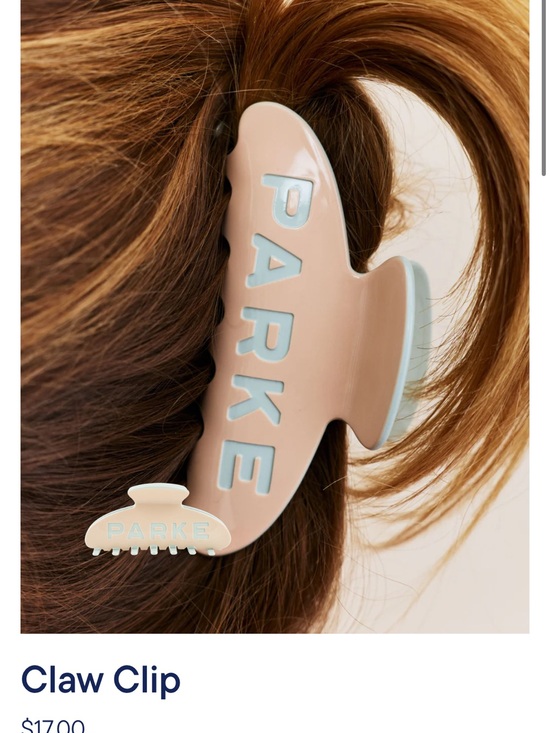 Parke Accessories - PARKE Cupcake Oversized Claw Hair Clip — Pale Pink with Light Blue Logo